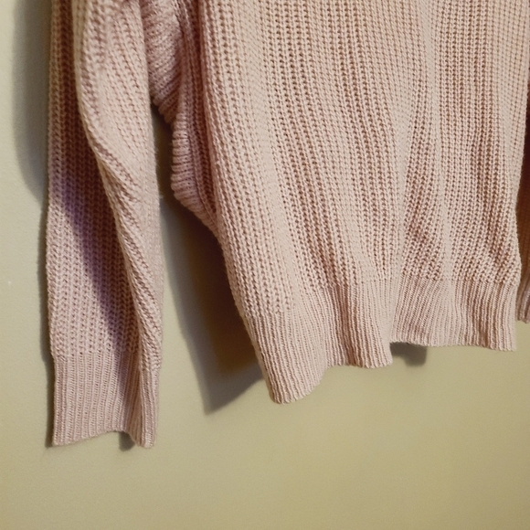 Shein Curve | Women's Baby Pink Wrap Cross Back Drop Shoulder Sweater (Size 0X) - Picture 4 of 12